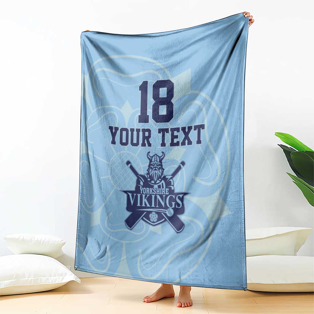 Custom Yorkshire Viking Spirit Blanket White Rose of York Blue Version - Wonder Print Shop