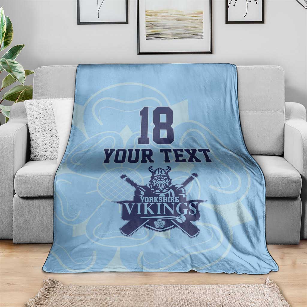 Custom Yorkshire Viking Spirit Blanket White Rose of York Blue Version - Wonder Print Shop