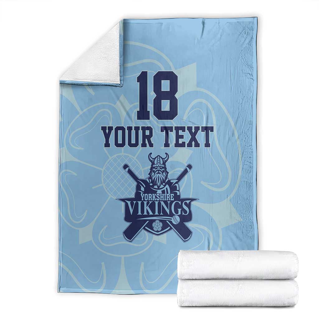 Custom Yorkshire Viking Spirit Blanket White Rose of York Blue Version - Wonder Print Shop