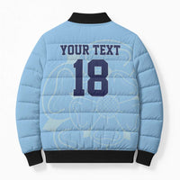 Custom Yorkshire Viking Spirit Bomber Puffer Jacket White Rose of York Blue Version - Wonder Print Shop