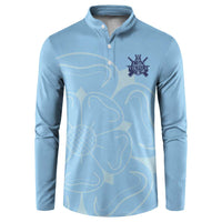 Custom Yorkshire Viking Spirit Button Sweatshirt White Rose of York Blue Version - Wonder Print Shop