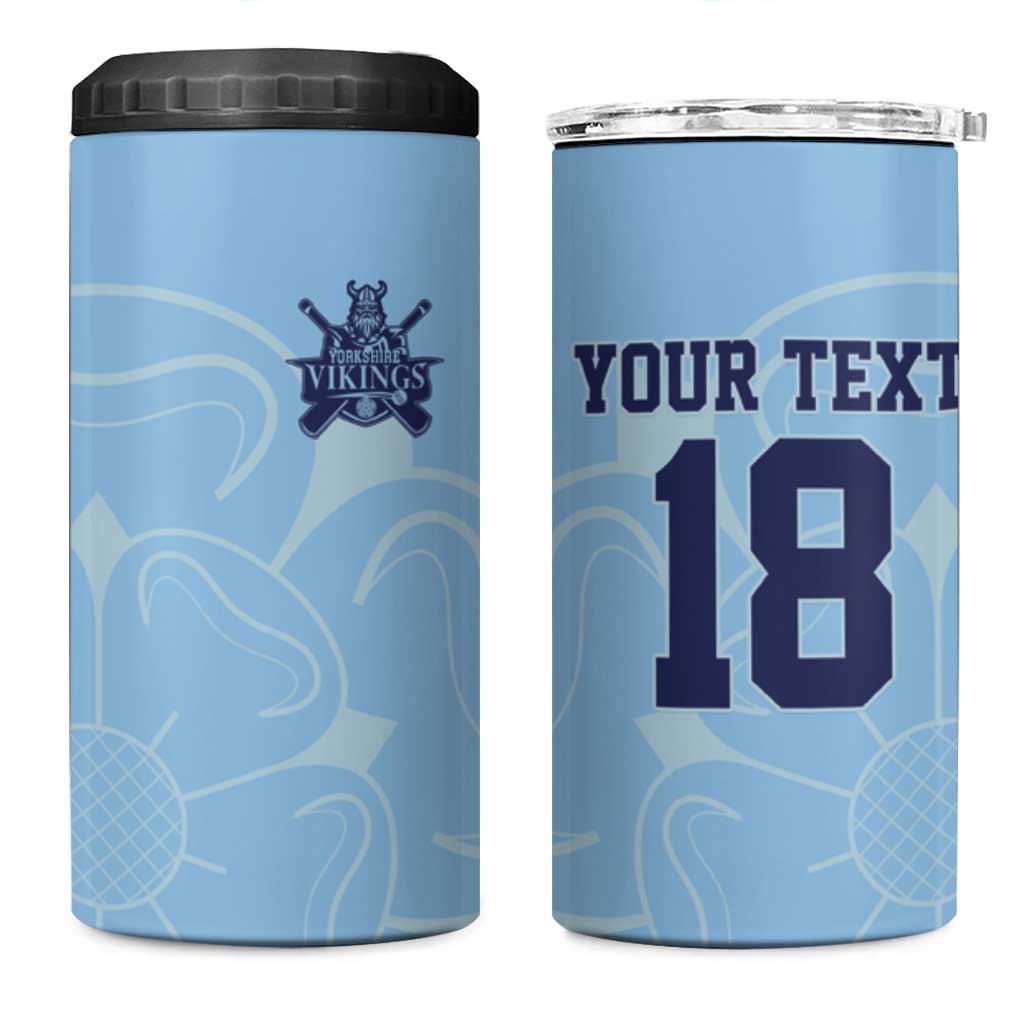 Custom Yorkshire Viking Spirit 4 in 1 Can Cooler Tumbler White Rose of York Blue Version - Wonder Print Shop