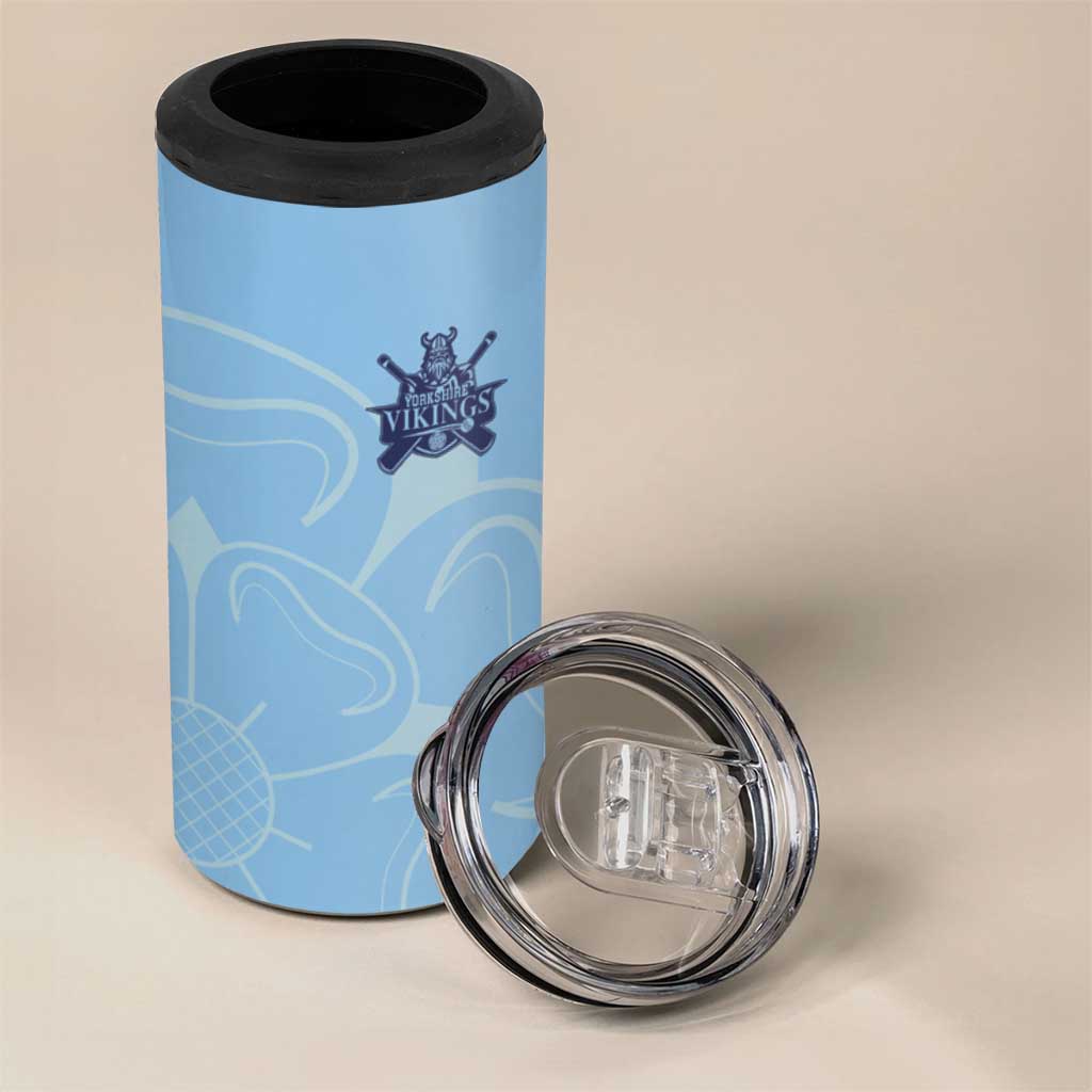 Custom Yorkshire Viking Spirit 4 in 1 Can Cooler Tumbler White Rose of York Blue Version - Wonder Print Shop