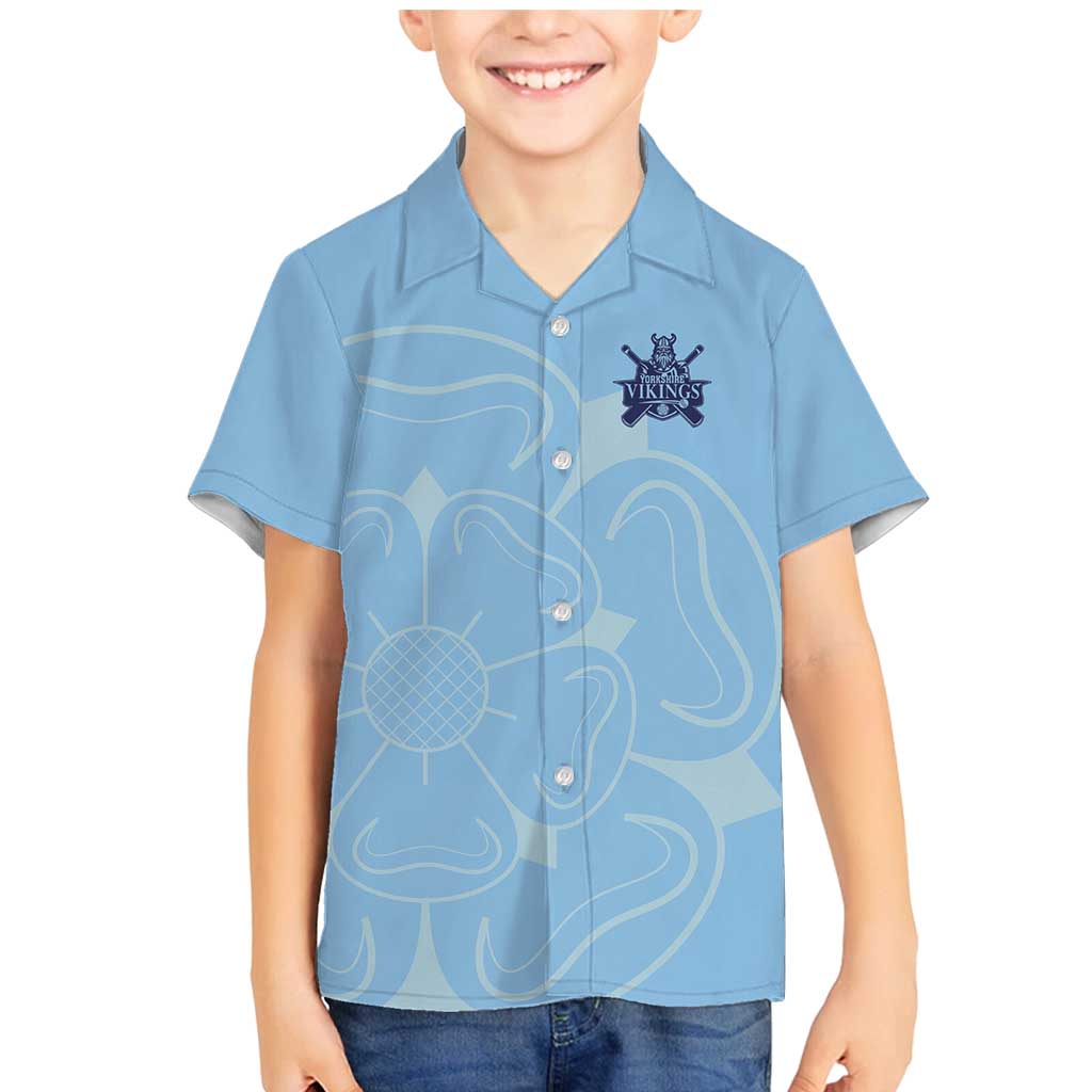 Custom Yorkshire Viking Spirit Family Matching Mermaid Dress and Hawaiian Shirt White Rose of York Blue Version - Wonder Print Shop