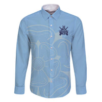 Custom Yorkshire Viking Spirit Family Matching Off The Shoulder Long Sleeve Dress and Hawaiian Shirt White Rose of York Blue Version - Wonder Print Shop