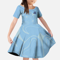 Custom Yorkshire Viking Spirit Family Matching Off Shoulder Maxi Dress and Hawaiian Shirt White Rose of York Blue Version - Wonder Print Shop