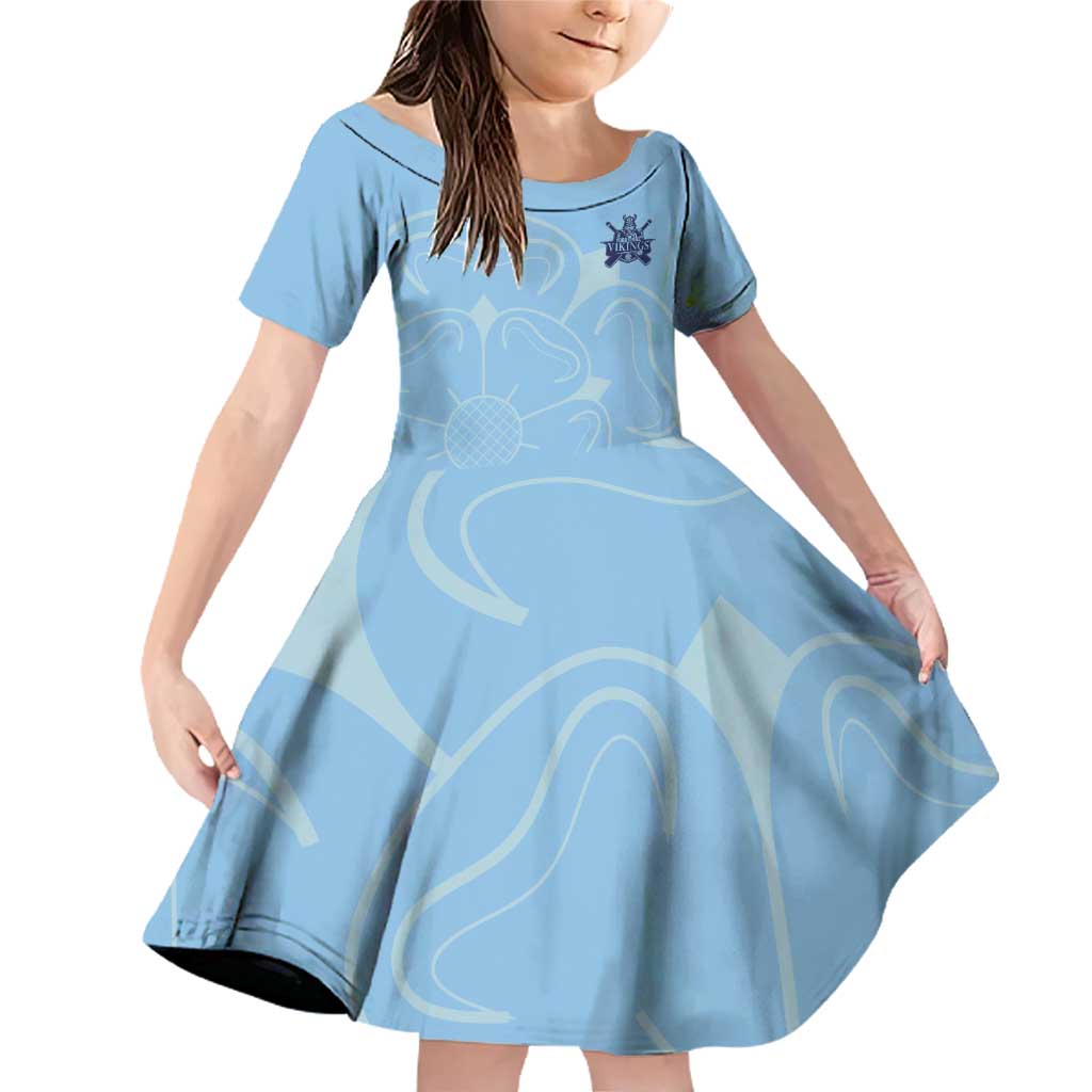 Custom Yorkshire Viking Spirit Family Matching Off Shoulder Short Dress and Hawaiian Shirt White Rose of York Blue Version - Wonder Print Shop
