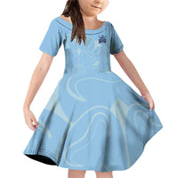 Custom Yorkshire Viking Spirit Family Matching Off Shoulder Short Dress and Hawaiian Shirt White Rose of York Blue Version - Wonder Print Shop