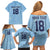Custom Yorkshire Viking Spirit Family Matching Off Shoulder Short Dress and Hawaiian Shirt White Rose of York Blue Version - Wonder Print Shop