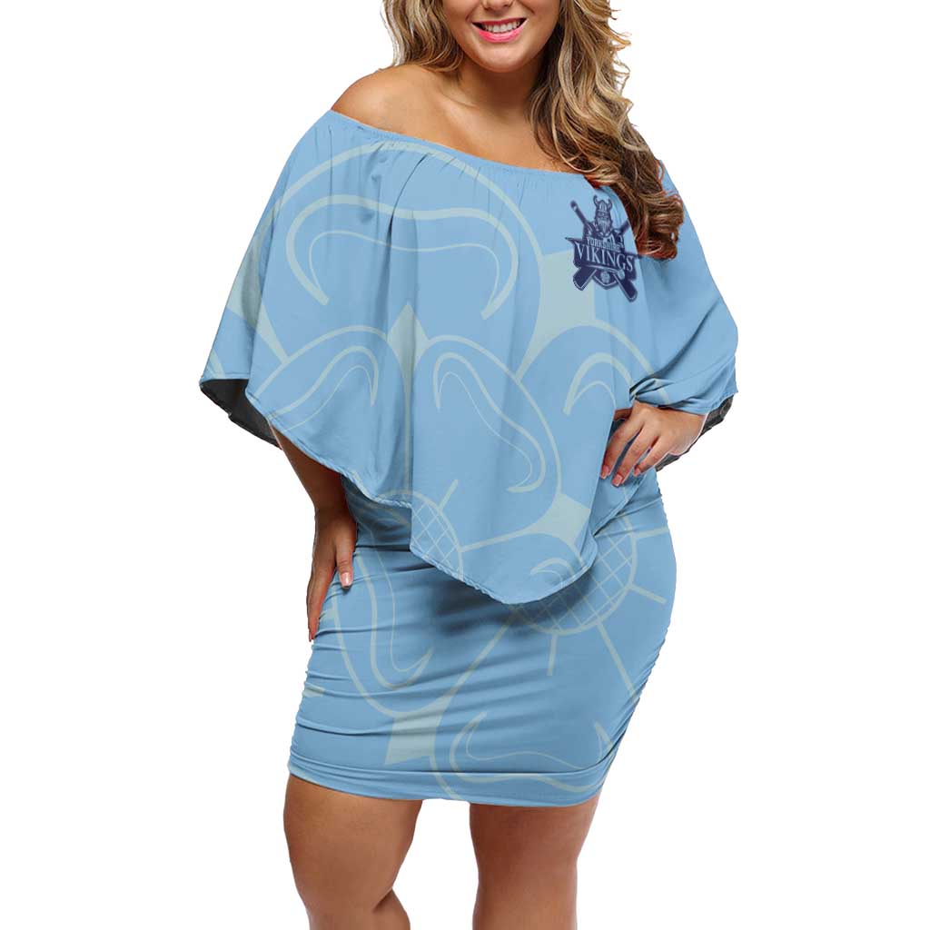 Custom Yorkshire Viking Spirit Family Matching Off Shoulder Short Dress and Hawaiian Shirt White Rose of York Blue Version - Wonder Print Shop
