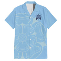 Custom Yorkshire Viking Spirit Family Matching Puletasi and Hawaiian Shirt White Rose of York Blue Version - Wonder Print Shop