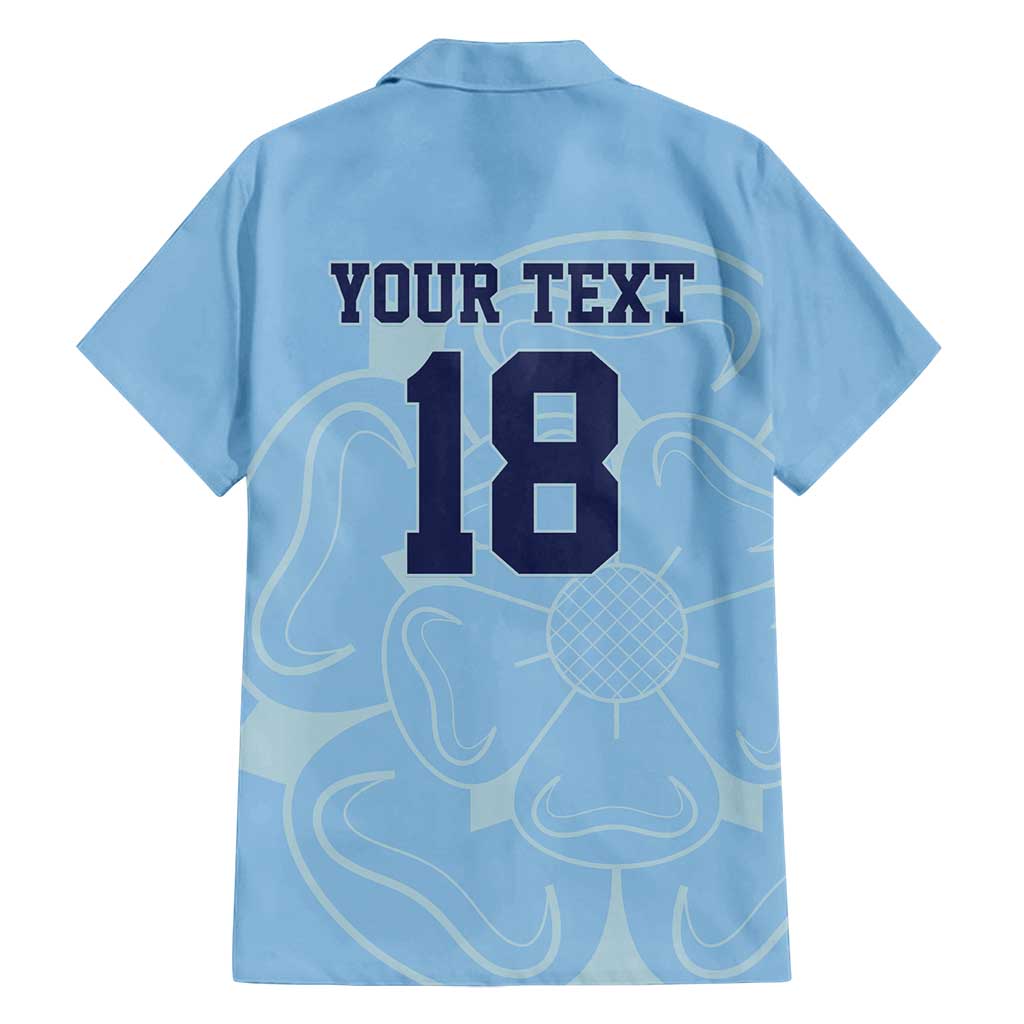 Custom Yorkshire Viking Spirit Family Matching Puletasi and Hawaiian Shirt White Rose of York Blue Version - Wonder Print Shop