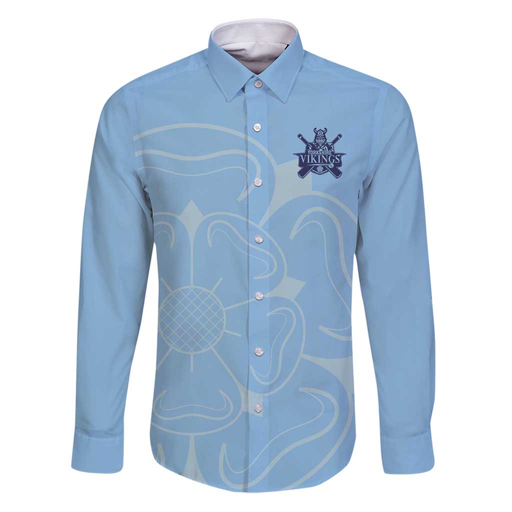 Custom Yorkshire Viking Spirit Family Matching Puletasi and Hawaiian Shirt White Rose of York Blue Version - Wonder Print Shop