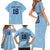 Custom Yorkshire Viking Spirit Family Matching Short Sleeve Bodycon Dress and Hawaiian Shirt White Rose of York Blue Version - Wonder Print Shop