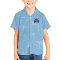 Custom Yorkshire Viking Spirit Family Matching Short Sleeve Bodycon Dress and Hawaiian Shirt White Rose of York Blue Version - Wonder Print Shop