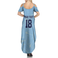 Custom Yorkshire Viking Spirit Family Matching Summer Maxi Dress and Hawaiian Shirt White Rose of York Blue Version - Wonder Print Shop