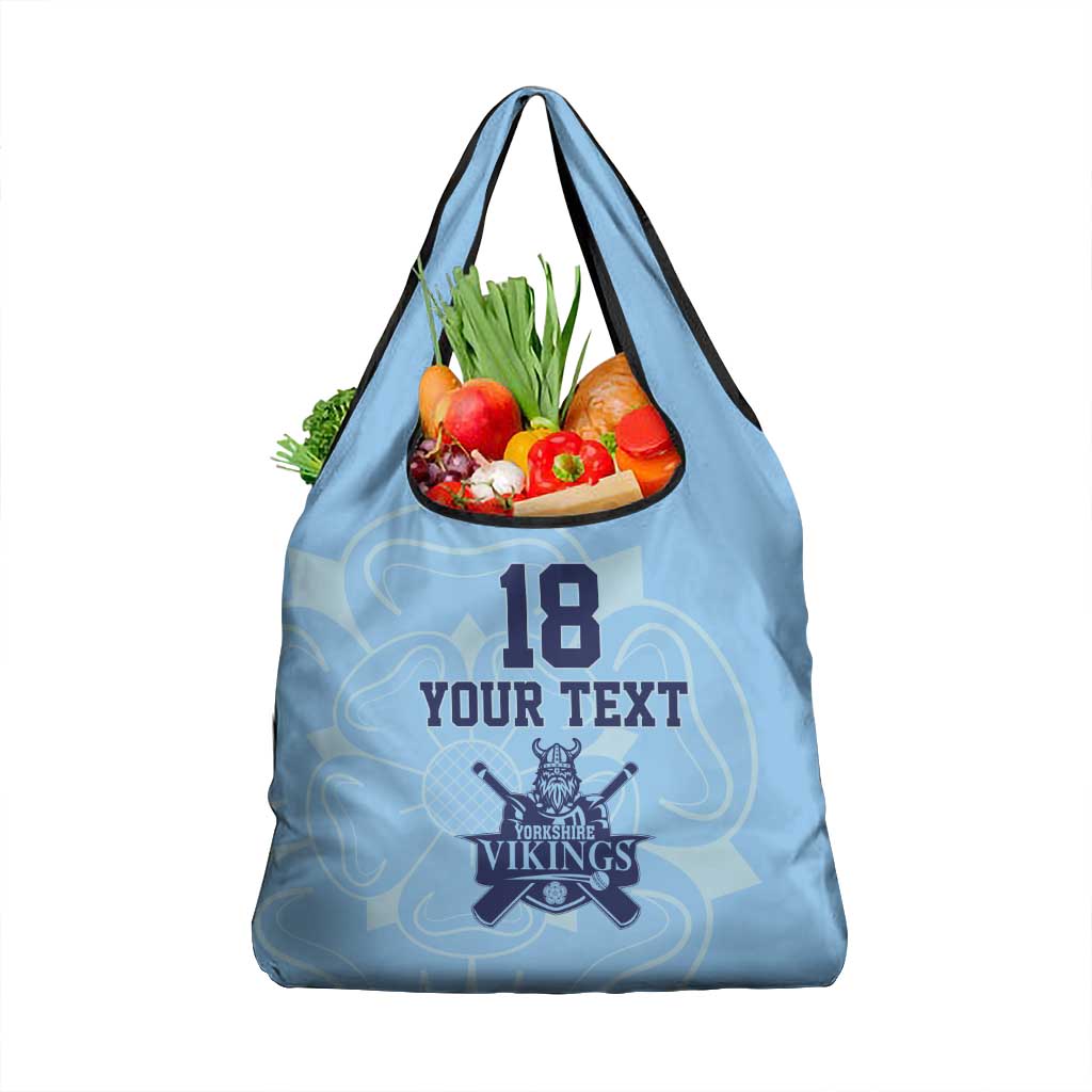 Custom Yorkshire Viking Spirit Grocery Bag White Rose of York Blue Version - Wonder Print Shop