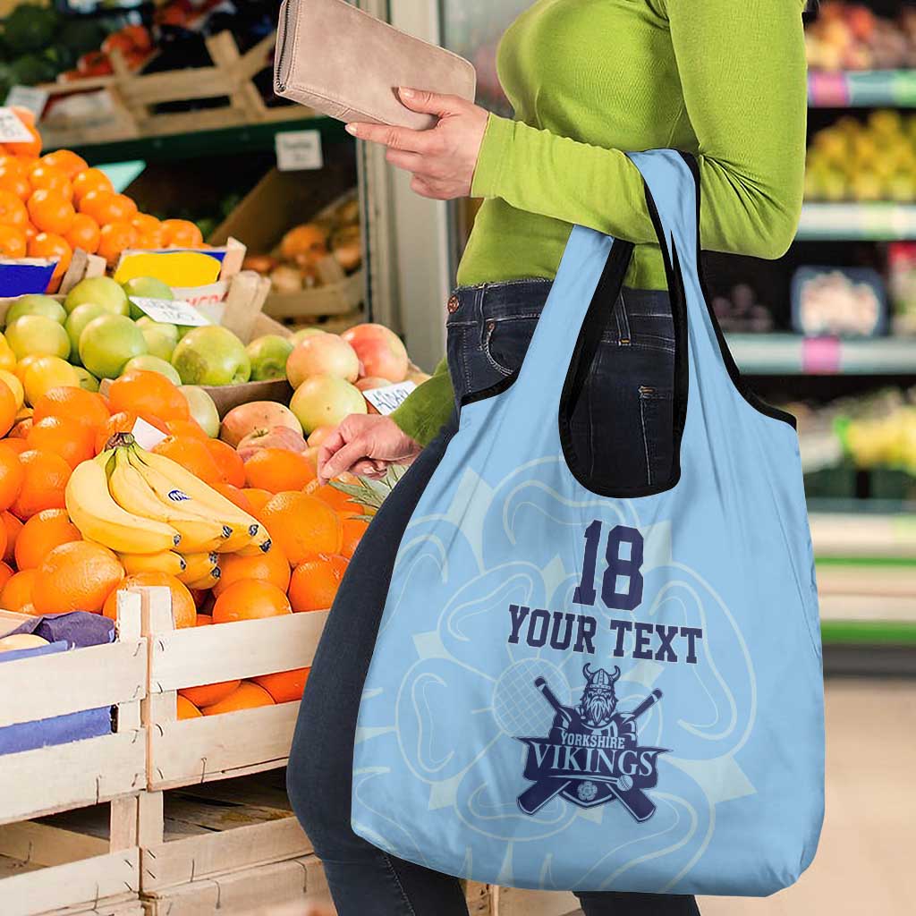 Custom Yorkshire Viking Spirit Grocery Bag White Rose of York Blue Version - Wonder Print Shop