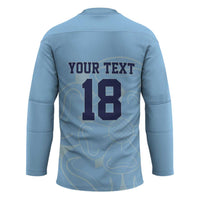 Custom Yorkshire Viking Spirit Hockey Jersey White Rose of York Blue Version - Wonder Print Shop