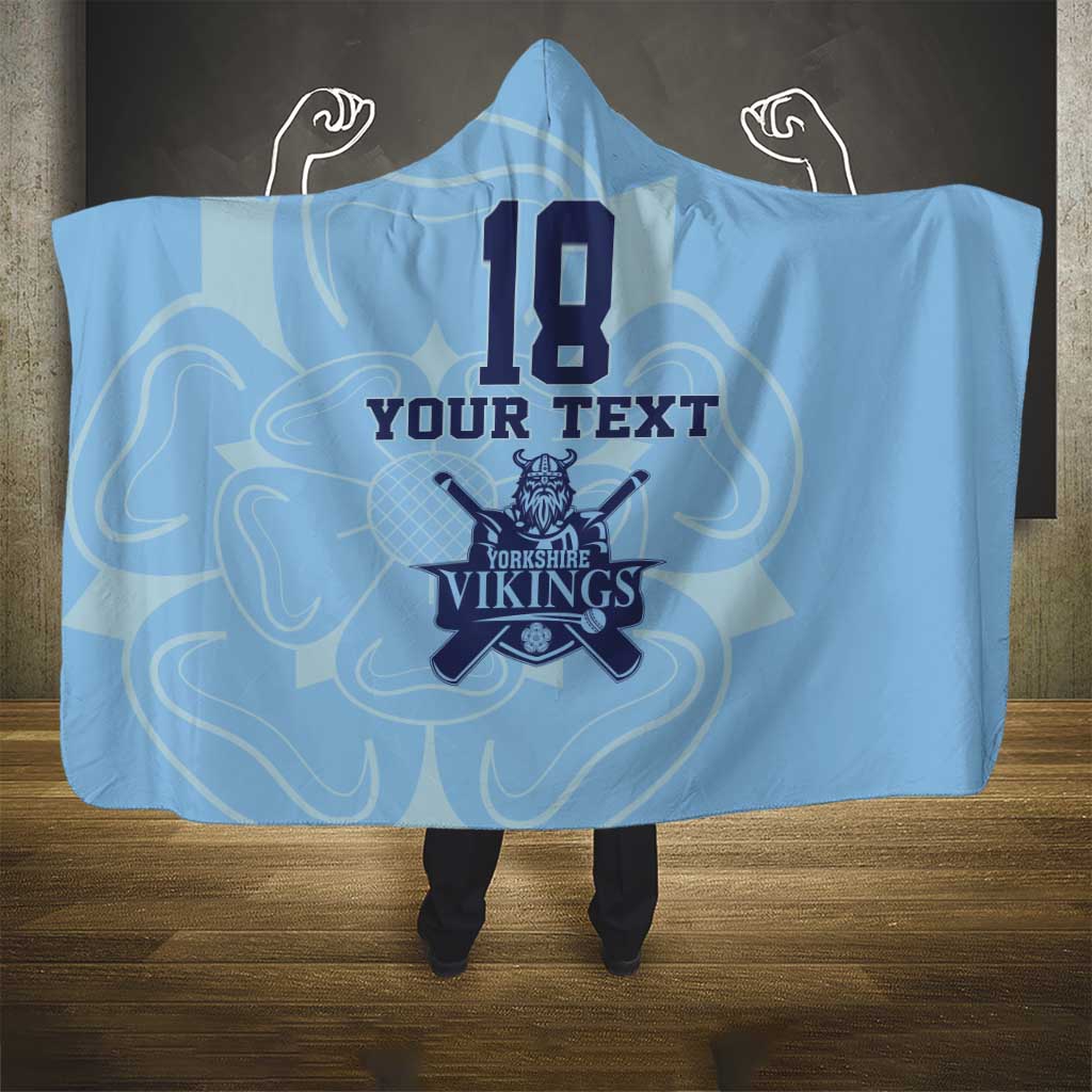 Custom Yorkshire Viking Spirit Hooded Blanket White Rose of York Blue Version - Wonder Print Shop