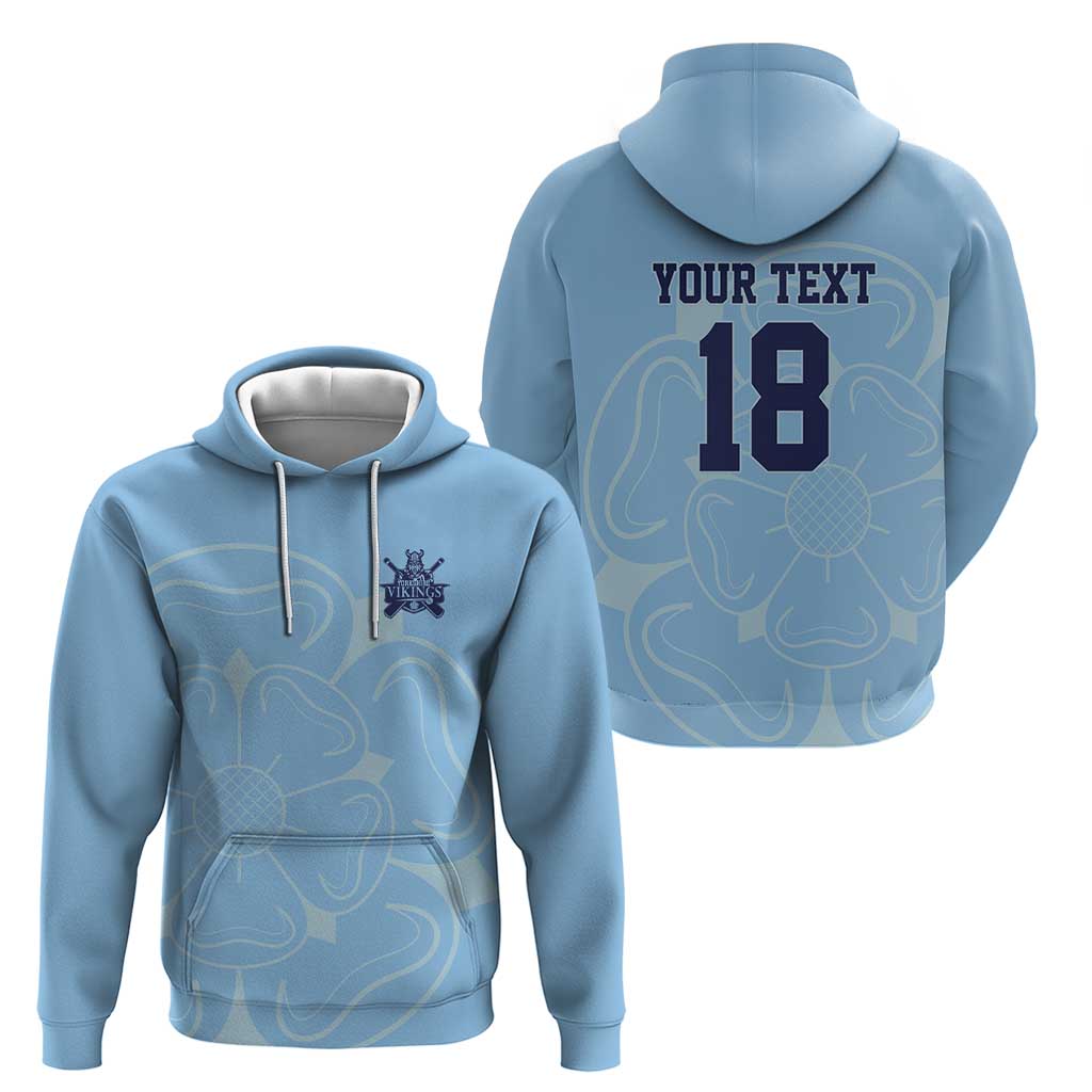 Custom Yorkshire Viking Spirit Hoodie White Rose of York Blue Version - Wonder Print Shop