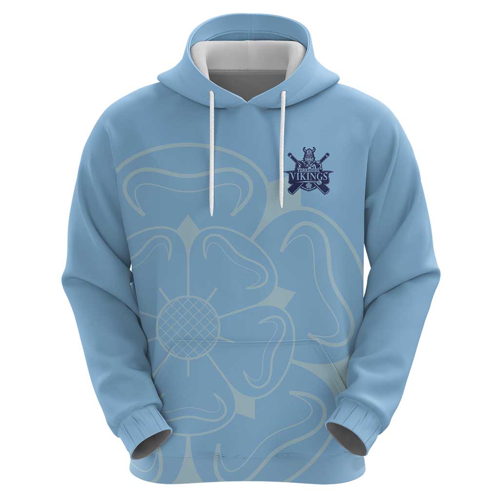 Custom Yorkshire Viking Spirit Hoodie White Rose of York Blue Version - Wonder Print Shop