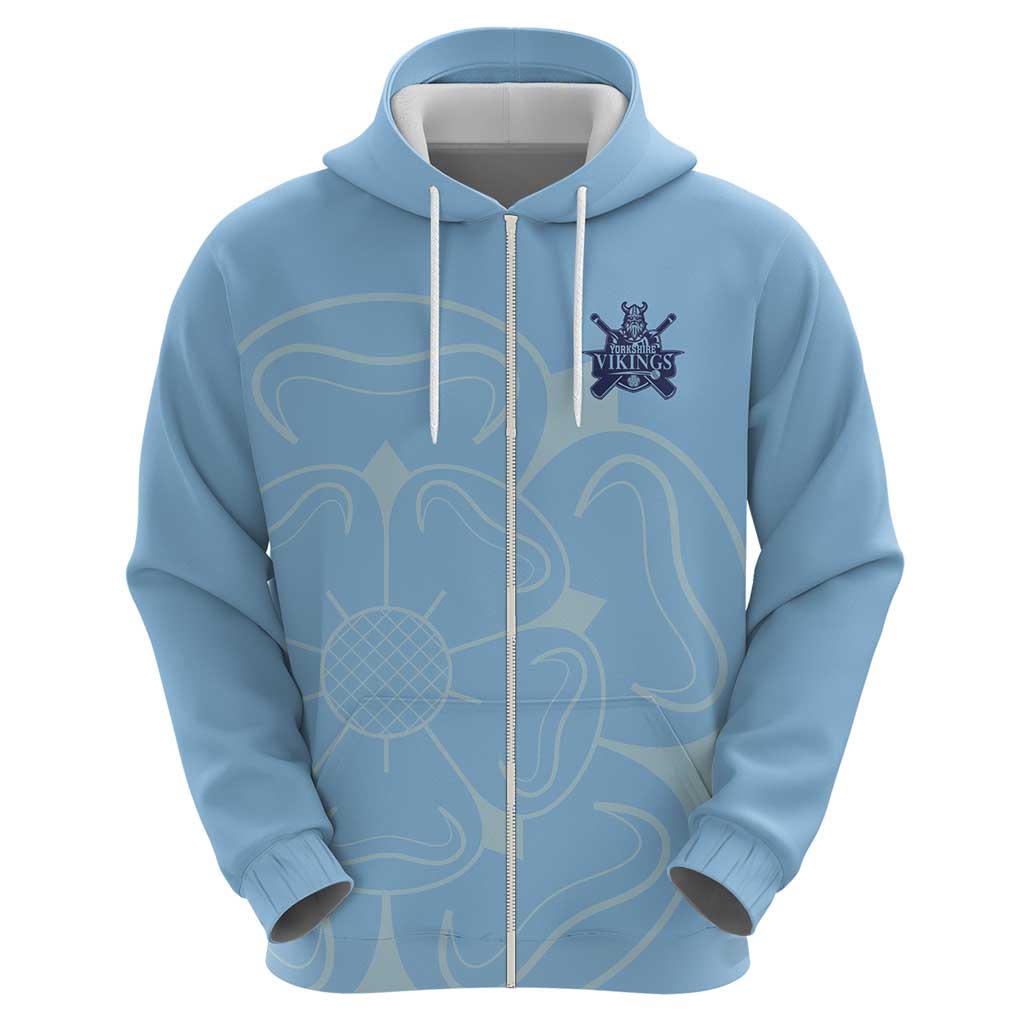 Custom Yorkshire Viking Spirit Hoodie White Rose of York Blue Version - Wonder Print Shop
