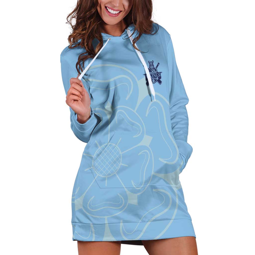 Custom Yorkshire Viking Spirit Hoodie Dress White Rose of York Blue Version - Wonder Print Shop