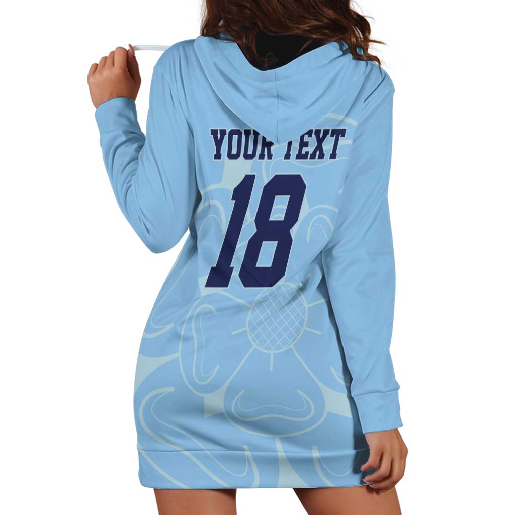 Custom Yorkshire Viking Spirit Hoodie Dress White Rose of York Blue Version - Wonder Print Shop