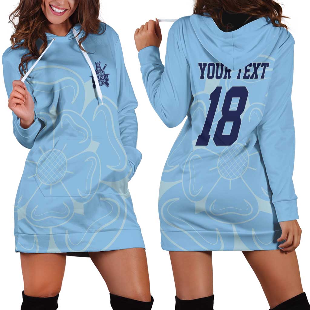 Custom Yorkshire Viking Spirit Hoodie Dress White Rose of York Blue Version - Wonder Print Shop
