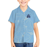Custom Yorkshire Viking Spirit Kid Hawaiian Shirt White Rose of York Blue Version - Wonder Print Shop
