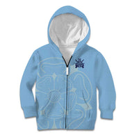 Custom Yorkshire Viking Spirit Kid Hoodie White Rose of York Blue Version - Wonder Print Shop