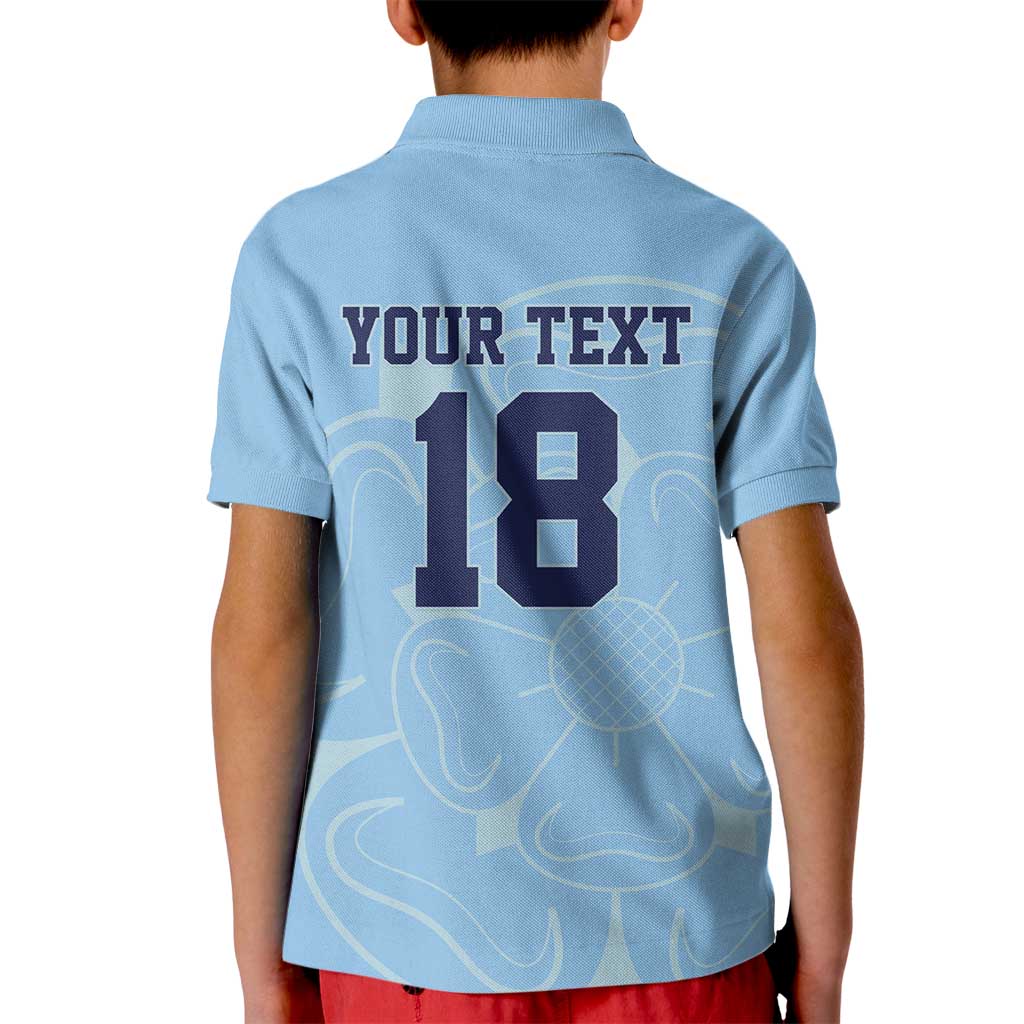 Custom Yorkshire Viking Spirit Kid Polo Shirt White Rose of York Blue Version - Wonder Print Shop