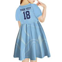 Custom Yorkshire Viking Spirit Kid Short Sleeve Dress White Rose of York Blue Version - Wonder Print Shop