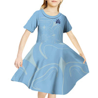 Custom Yorkshire Viking Spirit Kid Short Sleeve Dress White Rose of York Blue Version - Wonder Print Shop