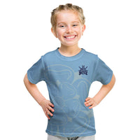 Custom Yorkshire Viking Spirit Kid T Shirt White Rose of York Blue Version - Wonder Print Shop