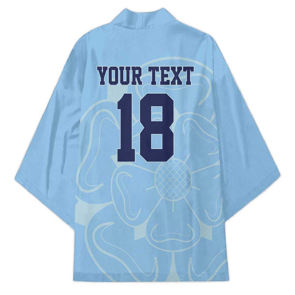 Custom Yorkshire Viking Spirit Kimono White Rose of York Blue Version - Wonder Print Shop