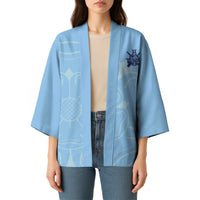Custom Yorkshire Viking Spirit Kimono White Rose of York Blue Version - Wonder Print Shop