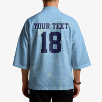 Custom Yorkshire Viking Spirit Kimono White Rose of York Blue Version - Wonder Print Shop