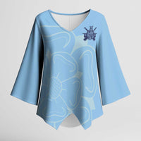 Custom Yorkshire Viking Spirit Kimono Sleeve Blouse White Rose of York Blue Version - Wonder Print Shop
