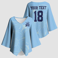 Custom Yorkshire Viking Spirit Kimono Sleeve Blouse White Rose of York Blue Version - Wonder Print Shop