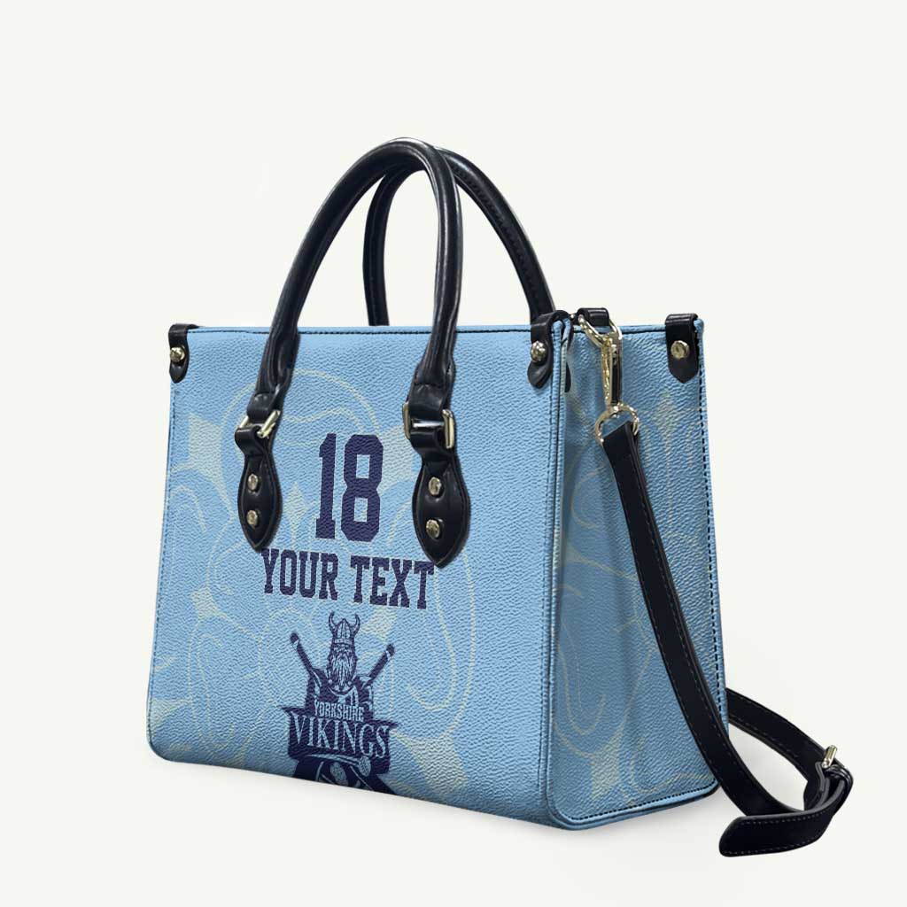 Custom Yorkshire Viking Spirit Leather Bag White Rose of York Blue Version - Wonder Print Shop