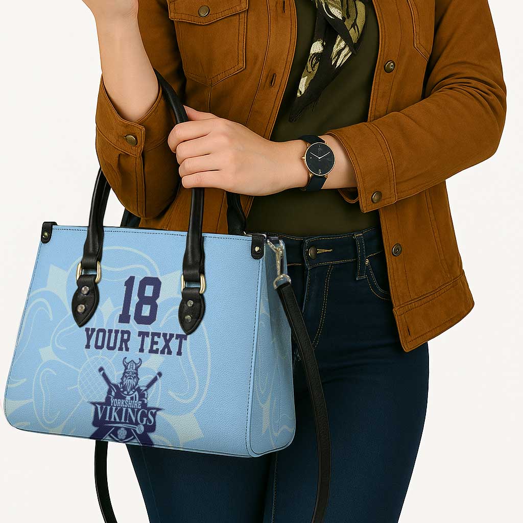 Custom Yorkshire Viking Spirit Leather Bag White Rose of York Blue Version - Wonder Print Shop
