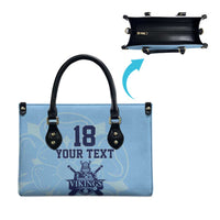 Custom Yorkshire Viking Spirit Leather Bag White Rose of York Blue Version - Wonder Print Shop