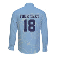 Custom Yorkshire Viking Spirit Long Sleeve Button Shirt White Rose of York Blue Version - Wonder Print Shop