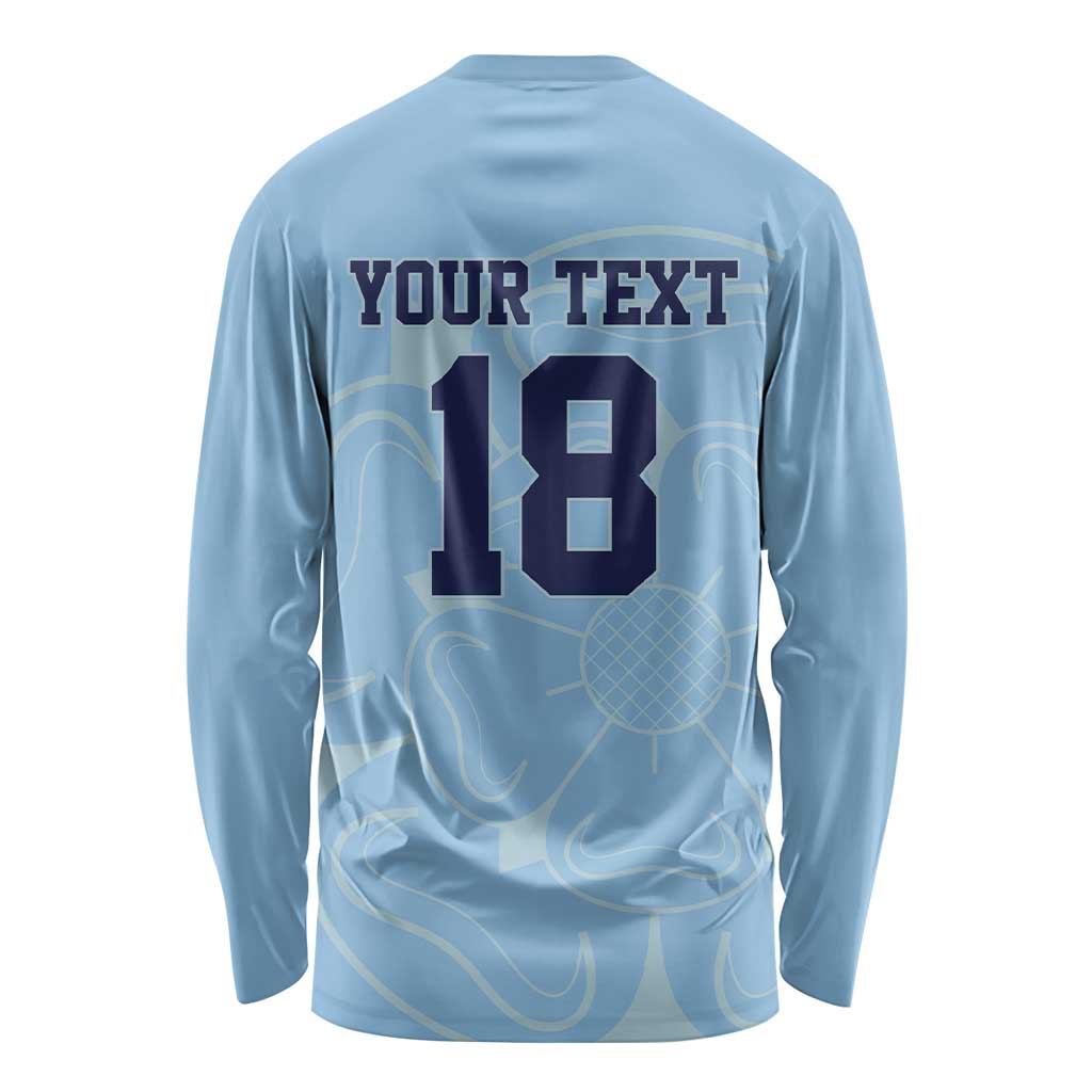 Custom Yorkshire Viking Spirit Long Sleeve Shirt White Rose of York Blue Version - Wonder Print Shop