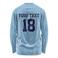 Custom Yorkshire Viking Spirit Long Sleeve Shirt White Rose of York Blue Version - Wonder Print Shop