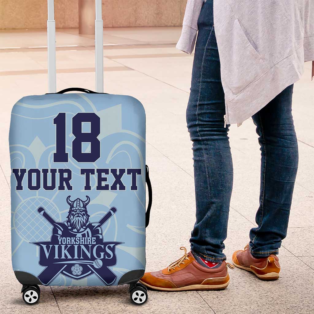 Custom Yorkshire Viking Spirit Luggage Cover White Rose of York Blue Version - Wonder Print Shop