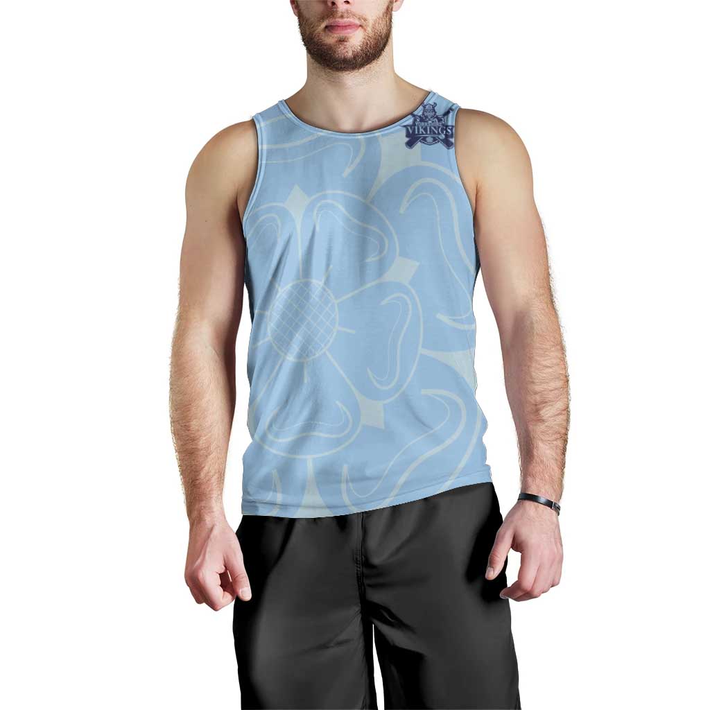 Custom Yorkshire Viking Spirit Men Tank Top White Rose of York Blue Version - Wonder Print Shop