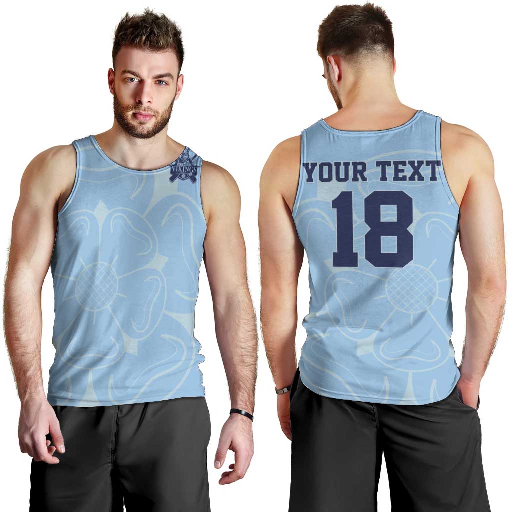 Custom Yorkshire Viking Spirit Men Tank Top White Rose of York Blue Version - Wonder Print Shop
